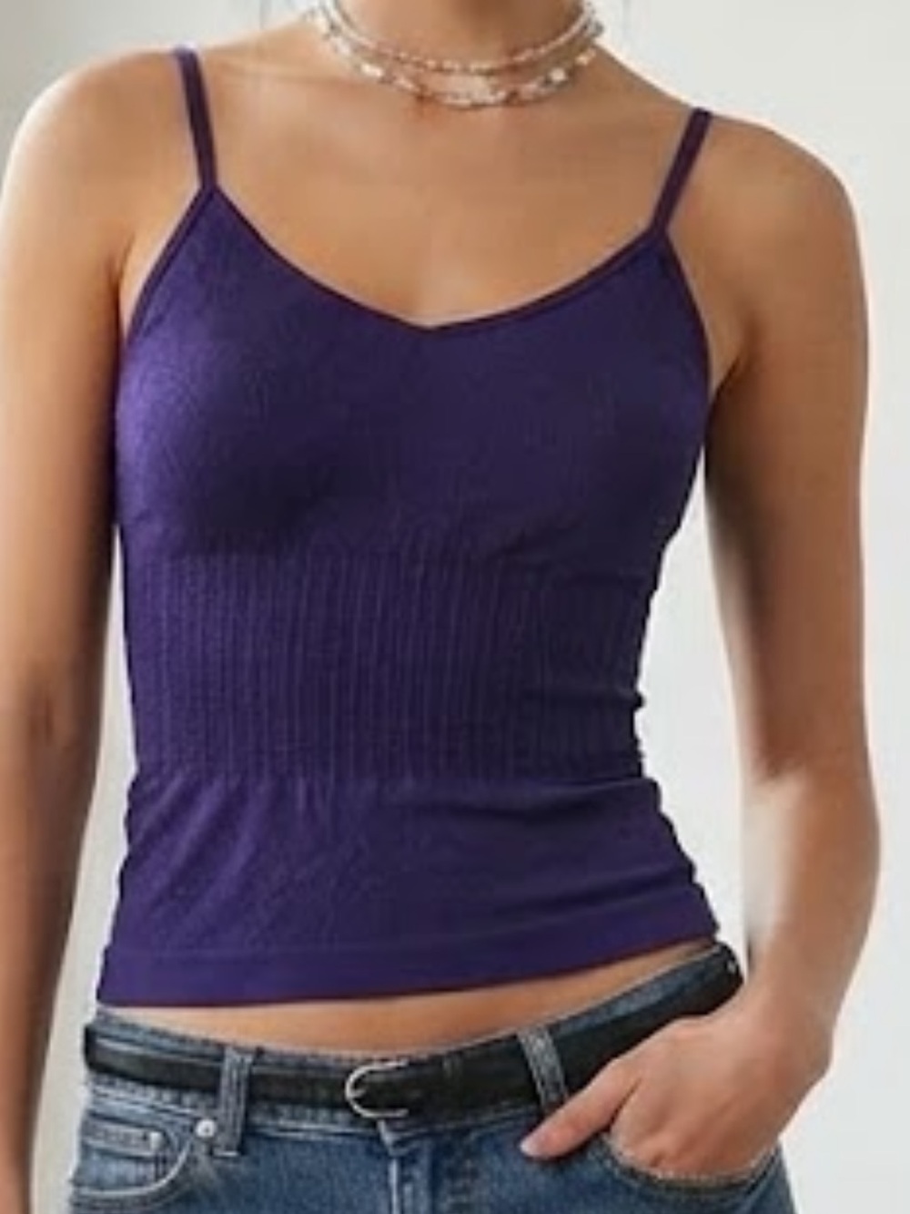 Y2K Tjy Intimo Purple Seamless Cami Tank Top One Size V-Neck Stretch Made USA S